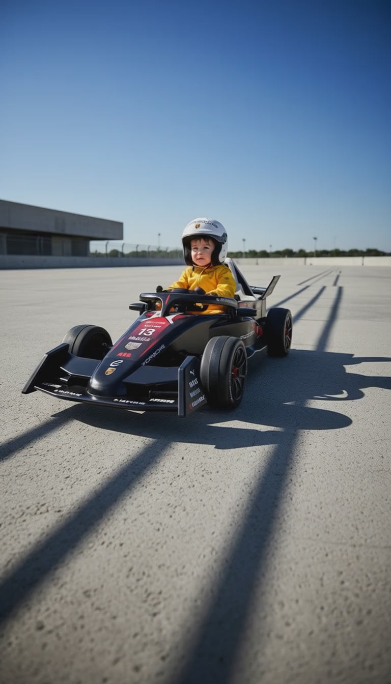 Kids Porsche Formula E Ride-On Car | Remote Control | Dual Motors | MP3 Player | Red